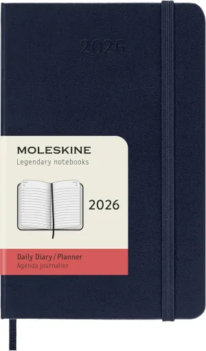 Moleskine Classic 12 Month 2026 Daily Planner, Hard Cover, Pocket (3.5" x 5.5"), Sapphire Blue, 400 pages