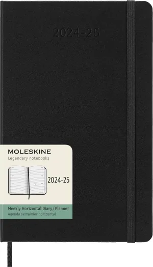 Moleskine Classic 18 Month 2024-2025 Weekly Horizontal Planner,Hard Cover, Large (5" x 8.25"), Black, 208 pages