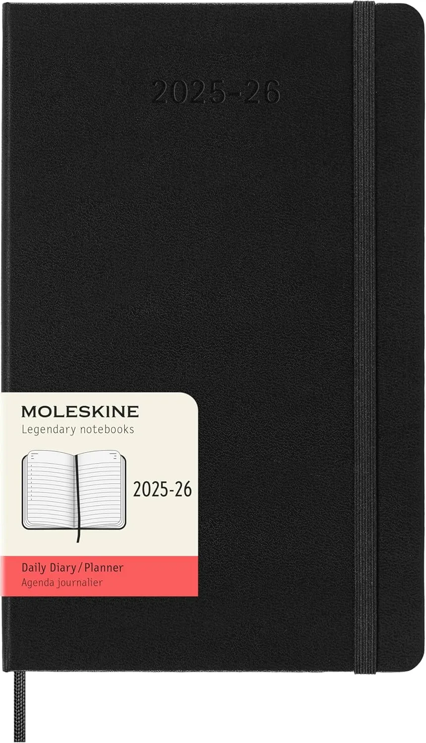 Moleskine Classic 18 Month 2025-2026 Daily Planner, Hard Cover, Large (5" x 8.25"), Black, 608 pages