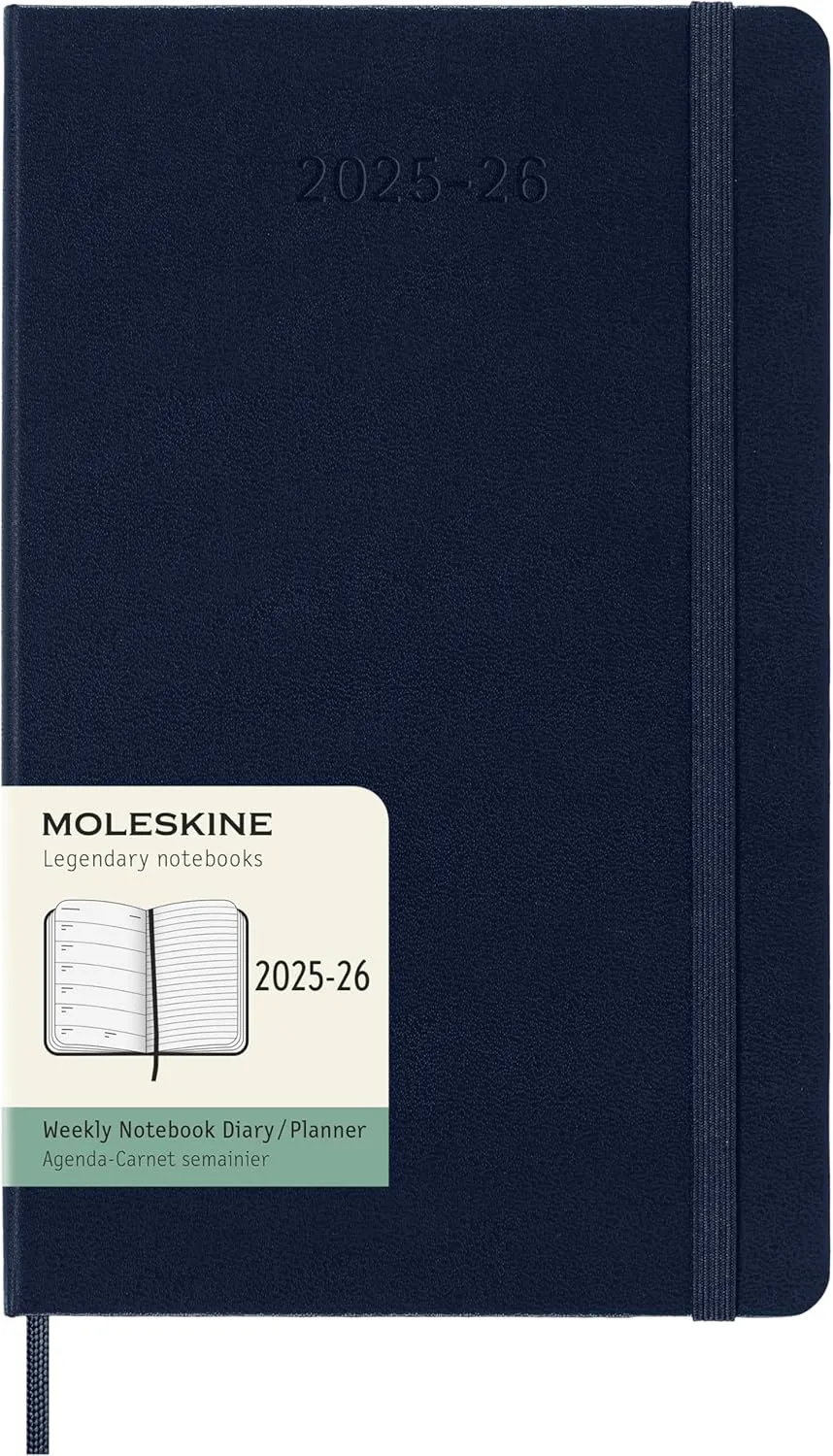 Moleskine Classic 18 Month 2025-2026 Weekly Planner, Hard Cover, Large (5" x 8.25"), Sapphire Blue, 208 pages