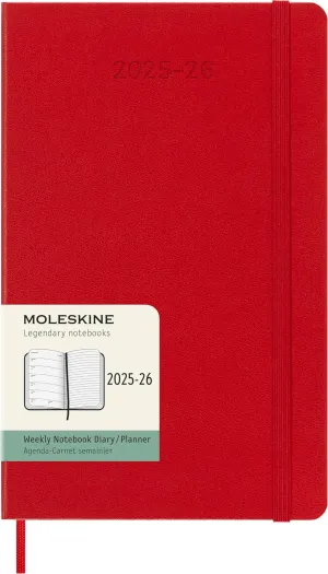 Moleskine Classic 18 Month 2025-2026 Weekly Planner, Hard Cover, Large (5" x 8.25"), Scarlet Red, 208 pages