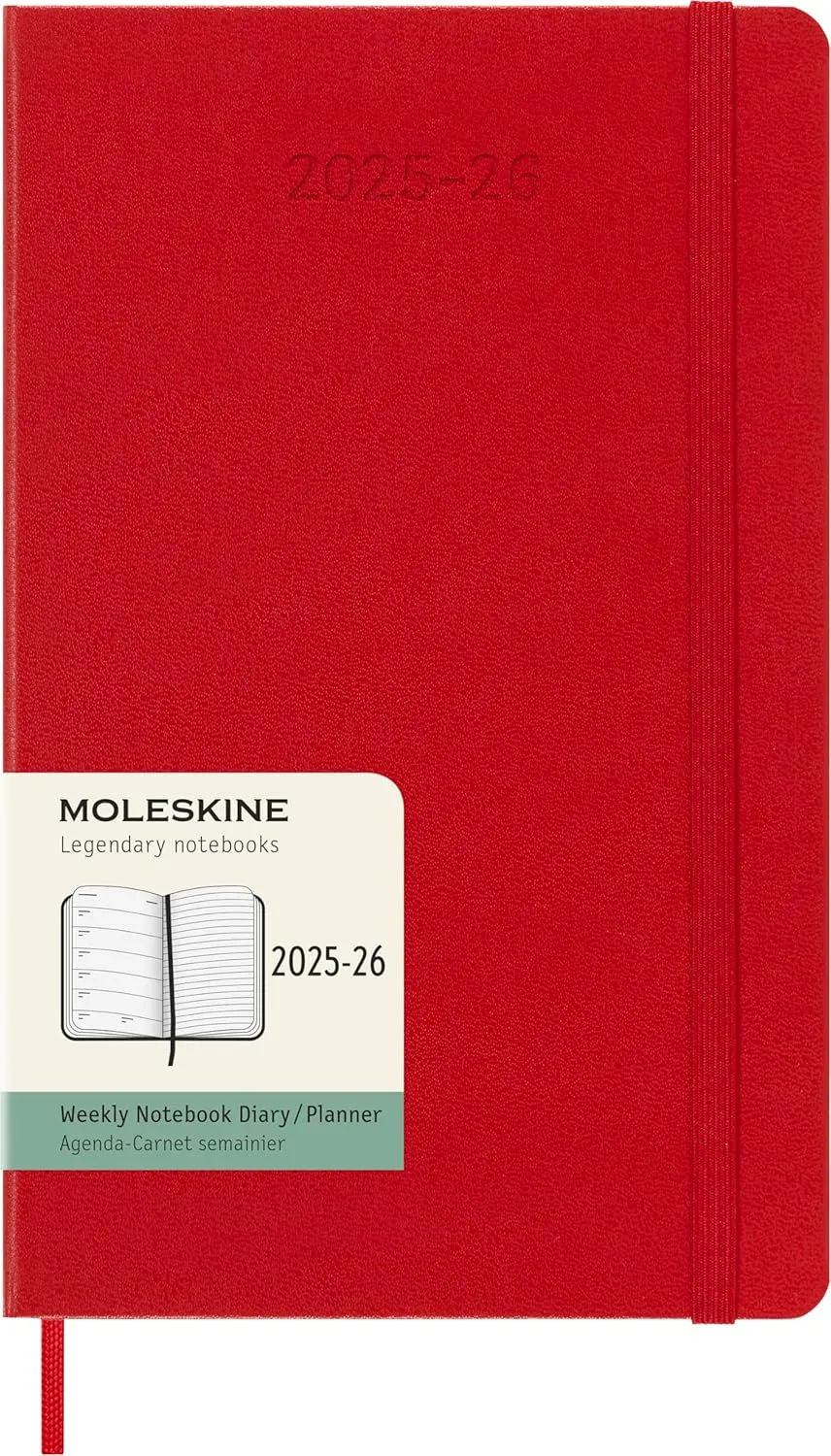 Moleskine Classic 18 Month 2025-2026 Weekly Planner, Hard Cover, Large (5" x 8.25"), Scarlet Red, 208 pages