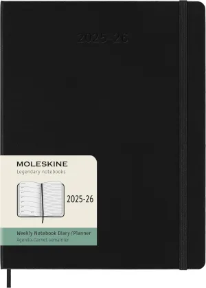 Moleskine Classic 18 Month 2025-2026 Weekly Planner, Hard Cover, XL (7.5" x 10"), Black, 208 pages