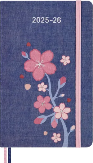 Moleskine Limited Edition Sakura 18 Month 2025-2026 Weekly Planner, Hard Cover, Large (5" x 8.25"), Cherry Blossoms, 208 pages