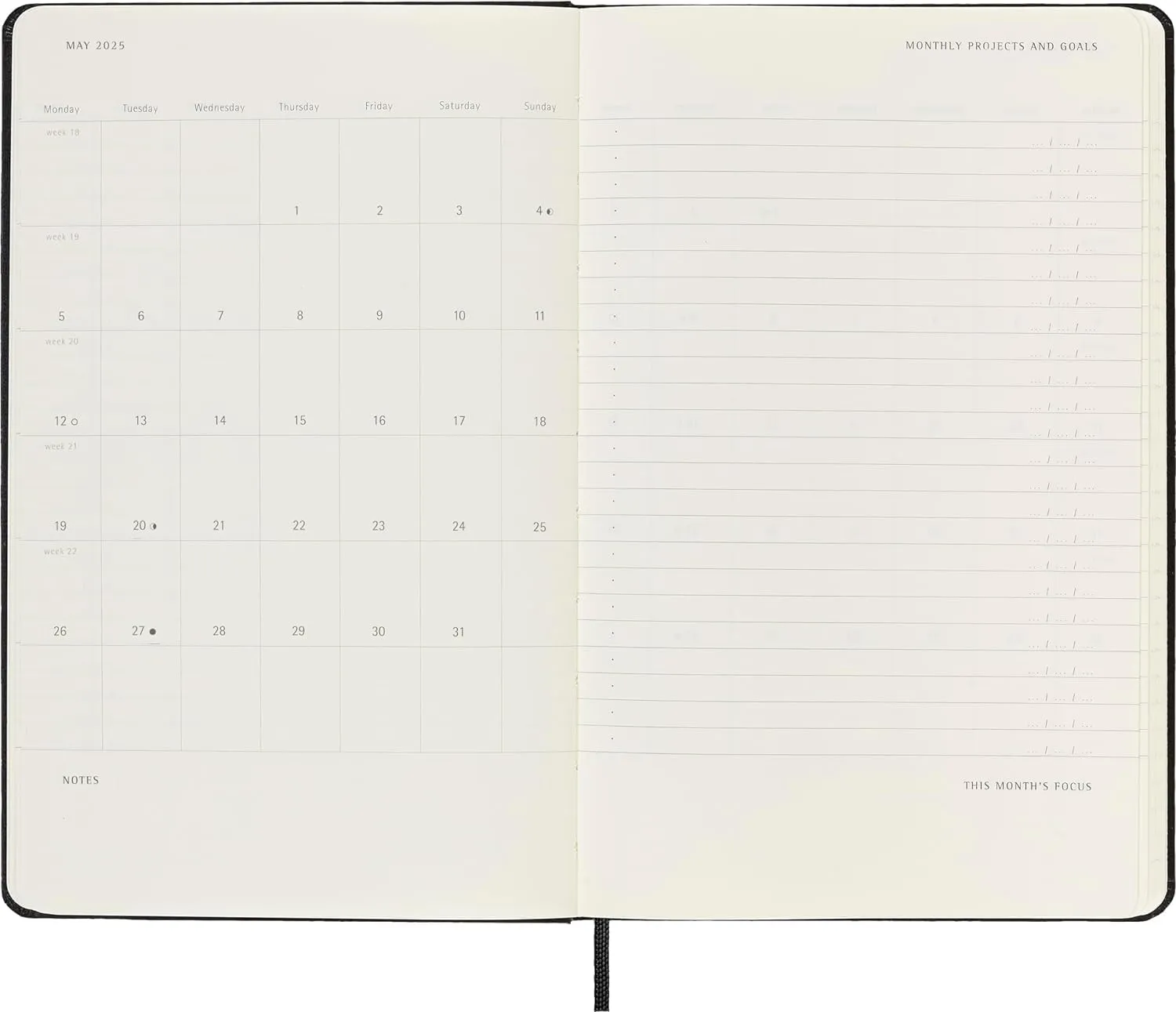 Moleskine PRO 12 Month 2025 Weekly Vertical Planner, Hard Cover, Large (5" x 8.25"), Black, 288 pages