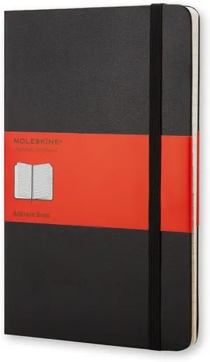 Moleskine PRO Address Book, Hard Cover, Large (5" x 8.25") Black, 240 Pages