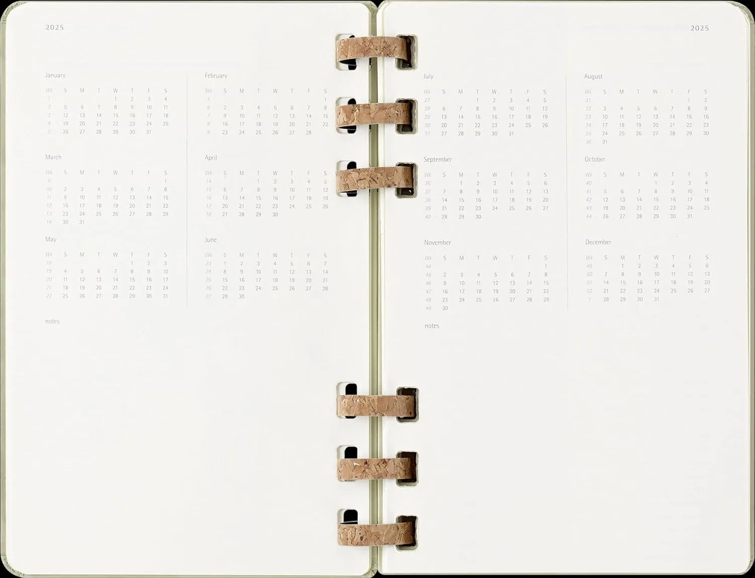 Moleskine Spiral 12 Month 2025 Solar Year Planner, Hard Cover, Large (5" x 8.25"), Kiwi, 200 pages