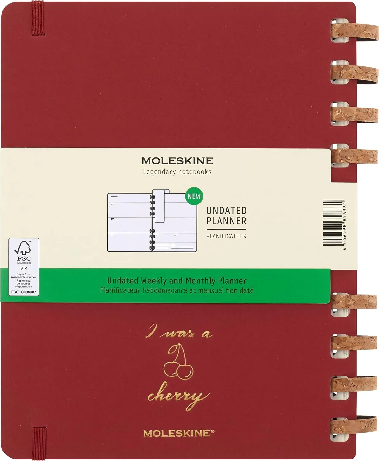 Moleskine Undated Spiral Planner, 12M, Extra Large, Crush Cherry, Hard Cover (7.5 x 10)