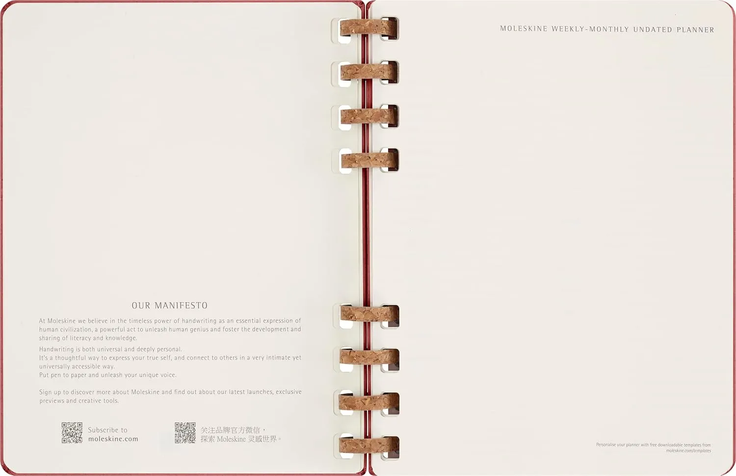 Moleskine Undated Spiral Planner, 12M, Extra Large, Crush Cherry, Hard Cover (7.5 x 10)
