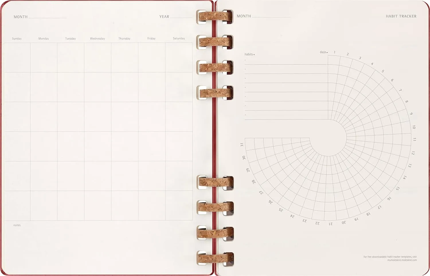 Moleskine Undated Spiral Planner, 12M, Extra Large, Crush Cherry, Hard Cover (7.5 x 10)