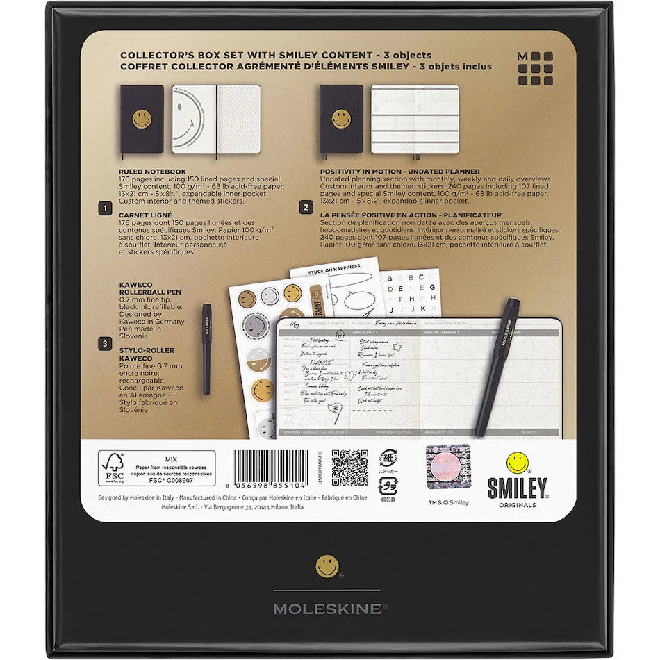 Moleskine x Kaweco Rollerball Pen Notebook and Positivity Planner Set Limited Edition Smiley
