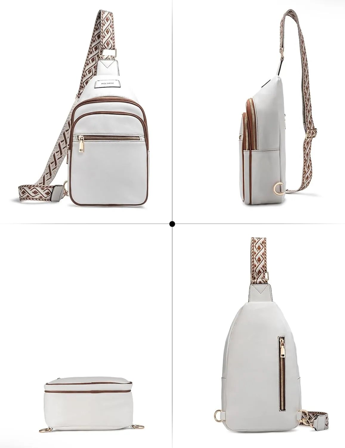 molshine Sling Crossbody Bag, Fashion Chest, Casual PU Leather Shoulder Bag for Men Women Work Travel Hiking Sport Cycling