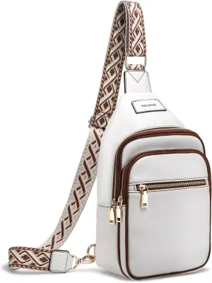 molshine Sling Crossbody Bag, Fashion Chest, Casual PU Leather Shoulder Bag for Men Women Work Travel Hiking Sport Cycling