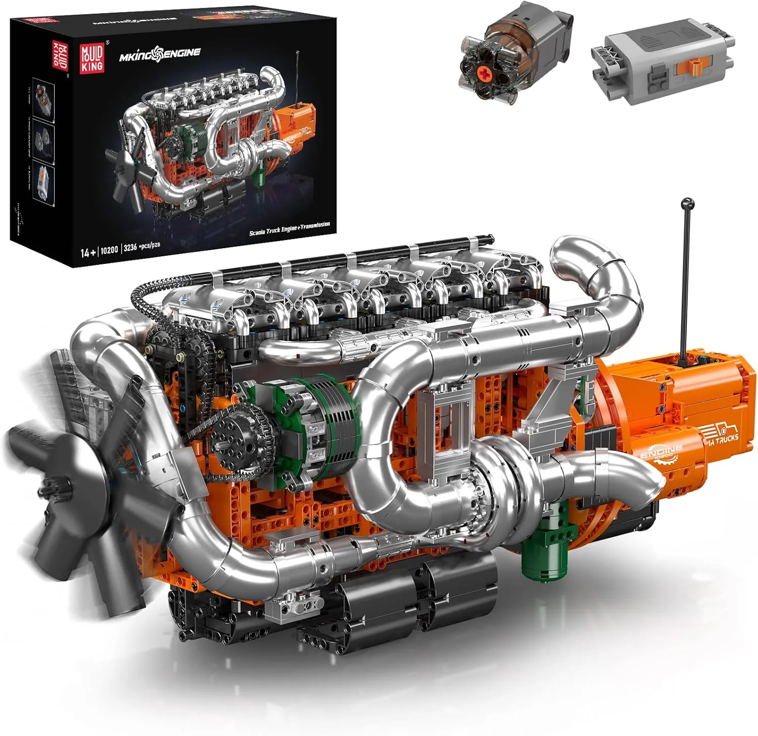 Mould King 10200 Truck Engine Model Kit, Build Your Own Truck Engine & Transmission Building Sets with Motor, STEM Project Building Model Kits That Run, Collector Toy for Boys Adults(3236 Pieces)