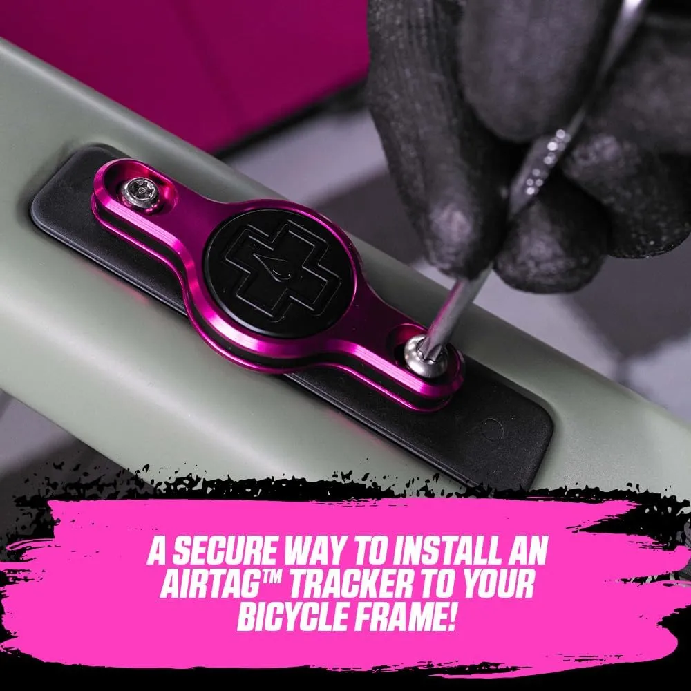 Muc-Off Secure Bicycle AirTag Holder, Black - Air Tag Holder for Bike with Security Screws - Anti-Theft Protection AirTag Bike Mount Compatible with Apple AirTag