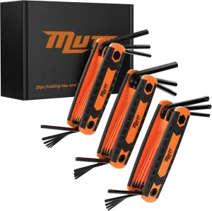 Mutt Tools 25pc Folding Torx Allen Wrench Set – Includes an SAE, Metric and Torx Keys – Folding Star Wrench Set for DIY and Home Repair