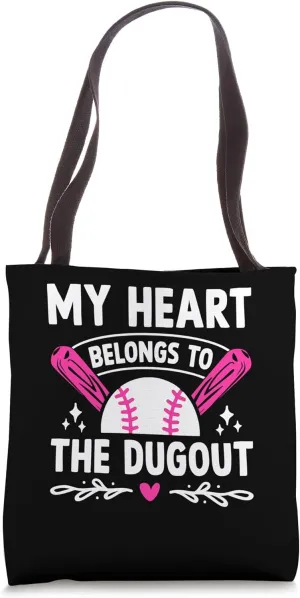 My Heart Belongs To The Dugout Baseball Player Coach Tote Bag