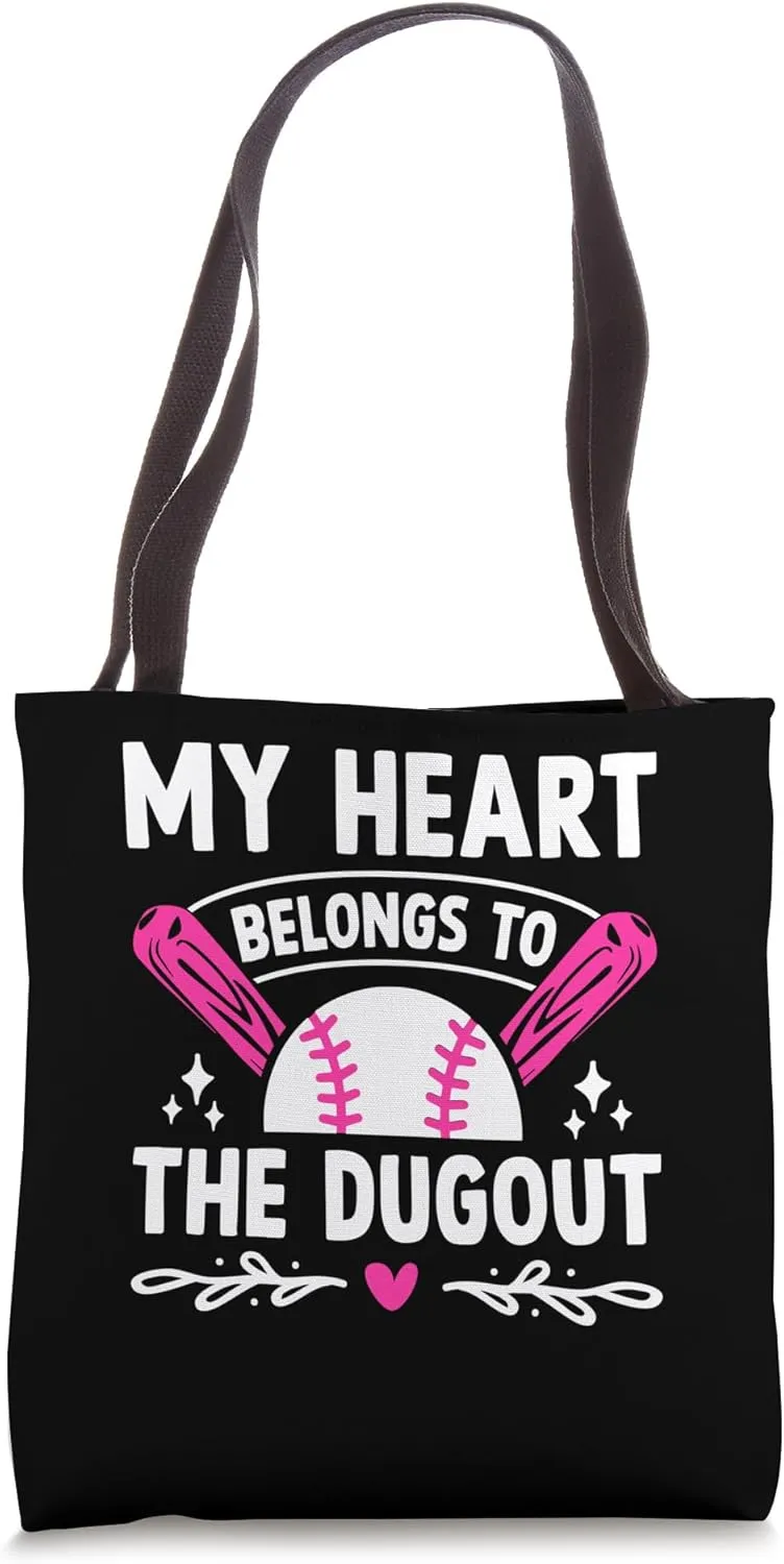 My Heart Belongs To The Dugout Baseball Player Coach Tote Bag