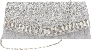 Naimo Flap Dazzling Clutch Bag Evening Bag With Detachable Chain