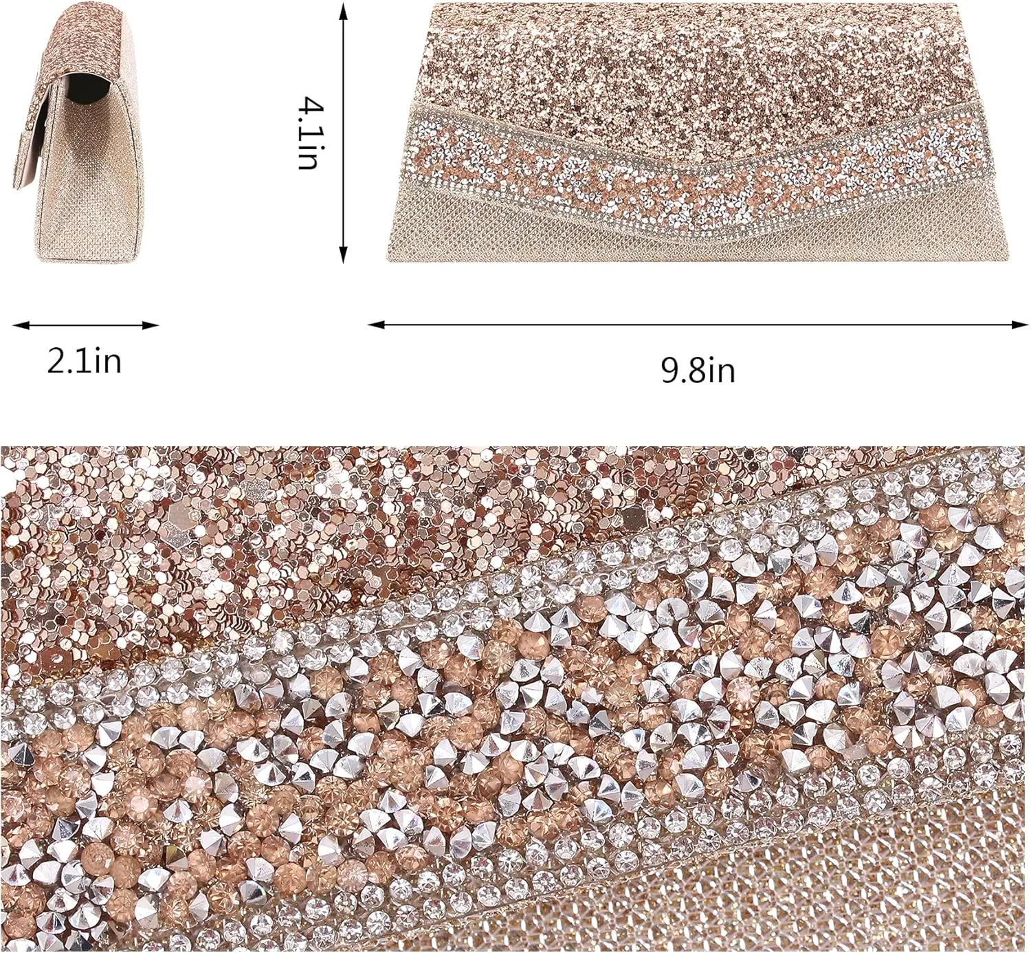 Naimo Flap Dazzling Clutch Bag Evening Bag With Detachable Chain