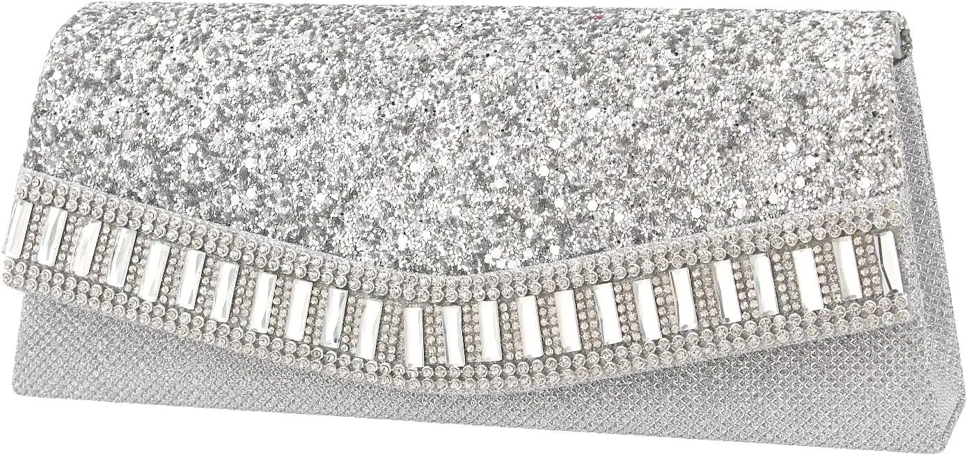 Naimo Flap Dazzling Clutch Bag Evening Bag With Detachable Chain