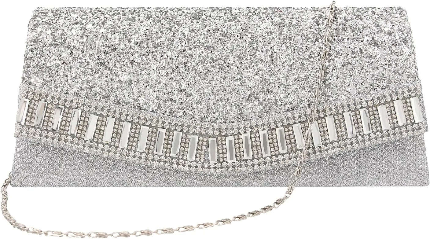 Naimo Flap Dazzling Clutch Bag Evening Bag With Detachable Chain