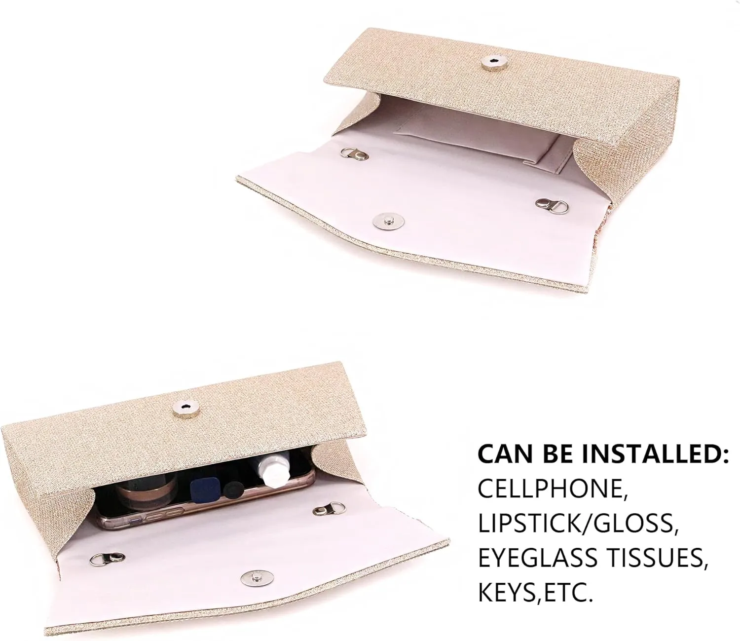 Naimo Flap Dazzling Clutch Bag Evening Bag With Detachable Chain
