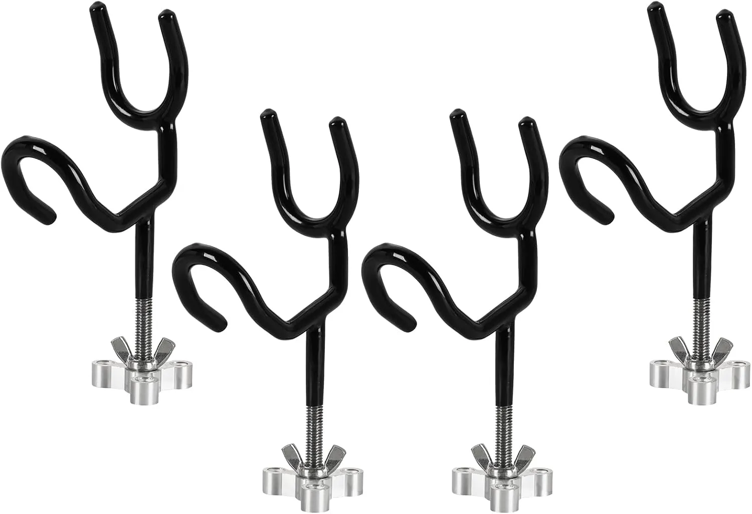NATGAI 4 Pack 20 Degree Angle Sure Grip Steel Fishing Rod Holders, 4" Fishing Pole Holders for Boat, Ship, Yacht, PVC Dipped & Mounting Base Included, Ideal for Fishing Lovers & Professionals (4 PCS)