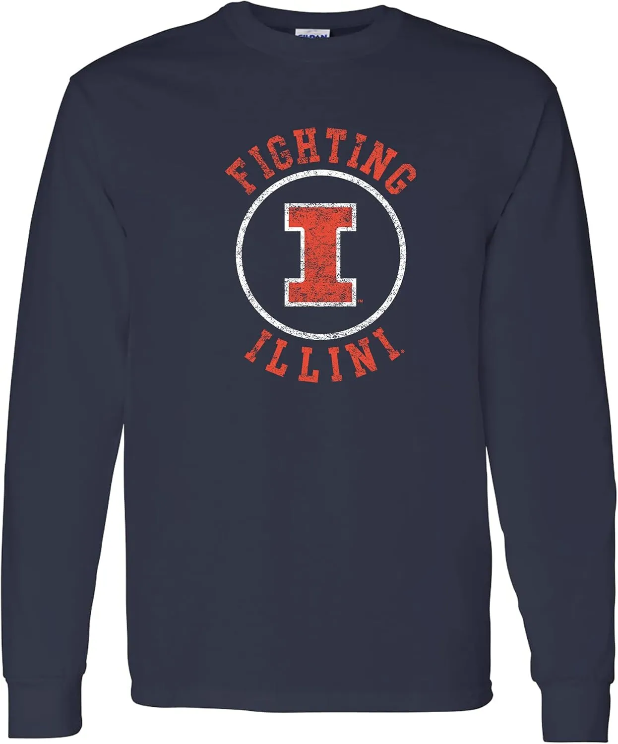 NCAA Distressed Circle Logo, Team Color Long Sleeve, College, University