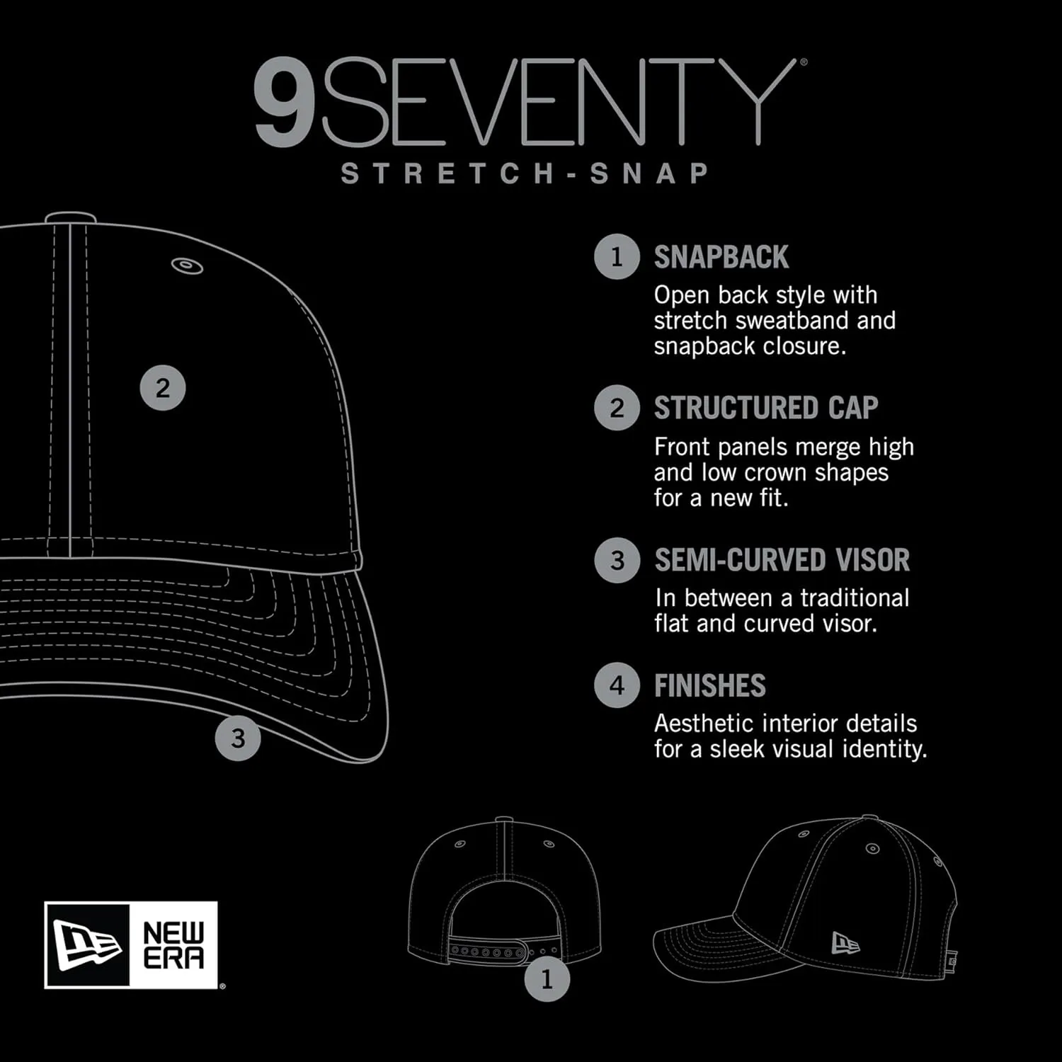 New Era Unisex-Adult NBA Adventure Perform 9SEVENTY Basketball Team Color Stretch Adjustable Snapback Hat One Size Fits All