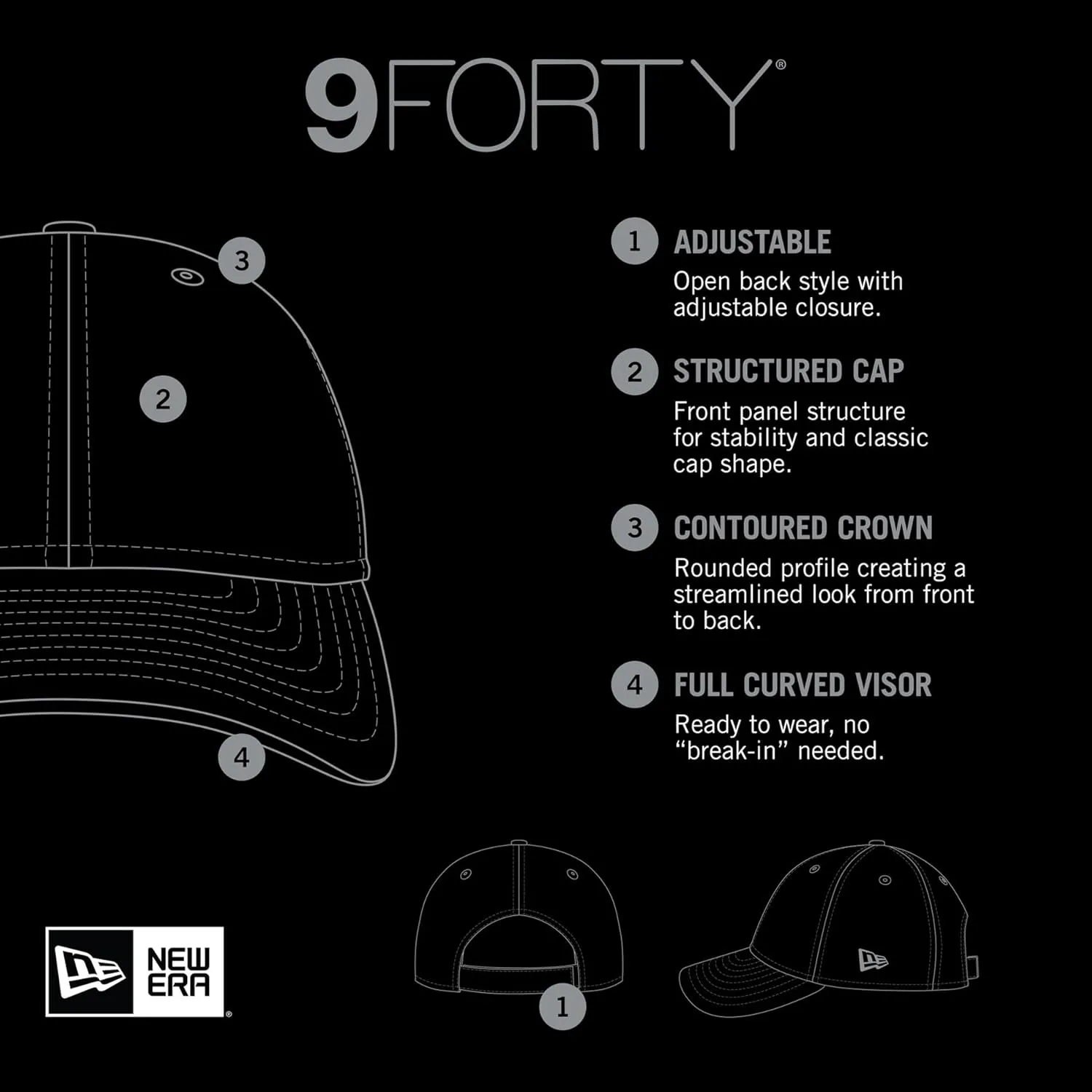 New Era Unisex-Adult NBA The League 9FORTY Basketball Black Alternate Team Color Adjustable Hat Cap One Size Fits All