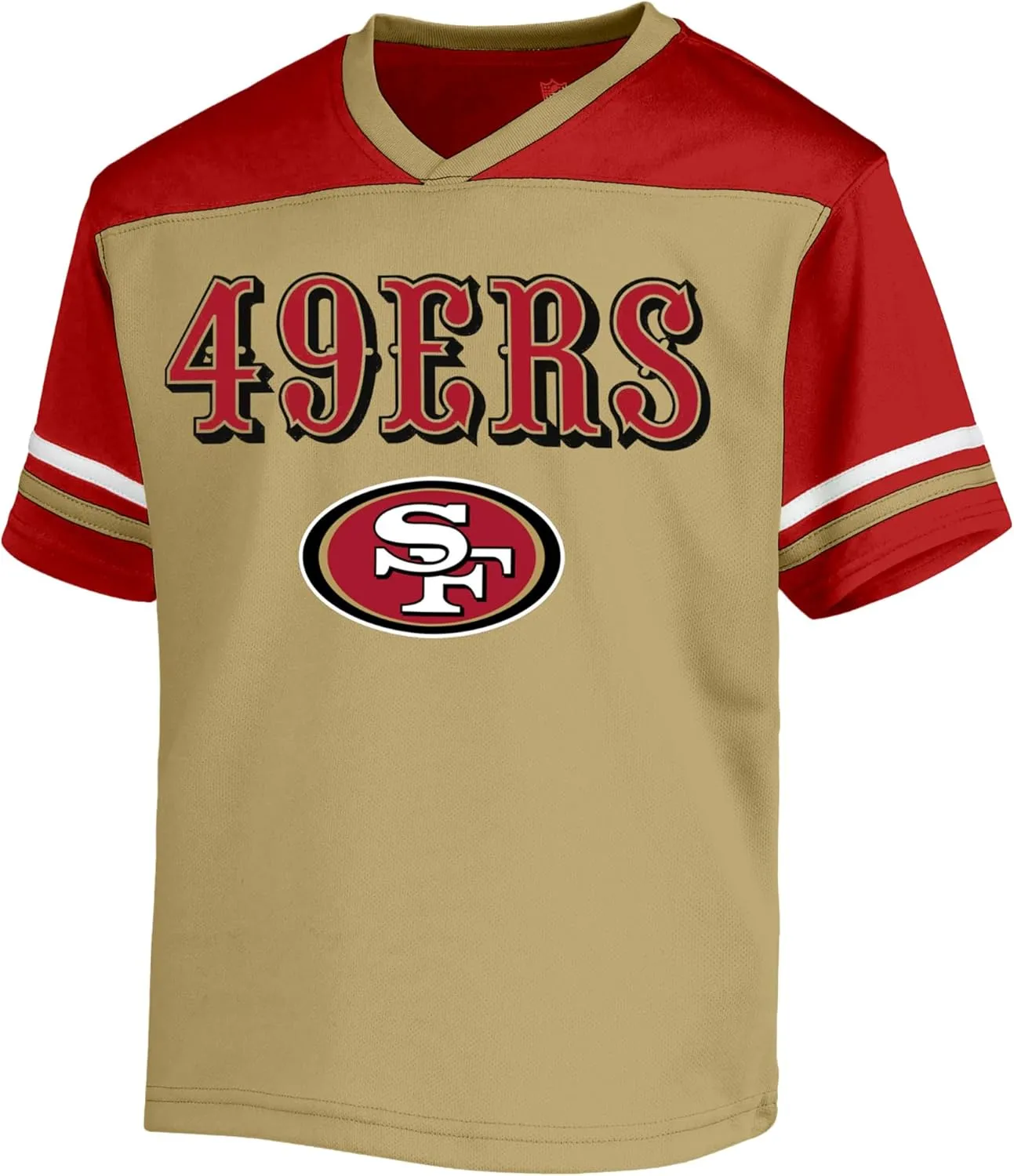 NFL Toddler 2-4 Officially Licensed Team Color V-Neck Wordmark Performance Primary Logo Jersey T-Shirt