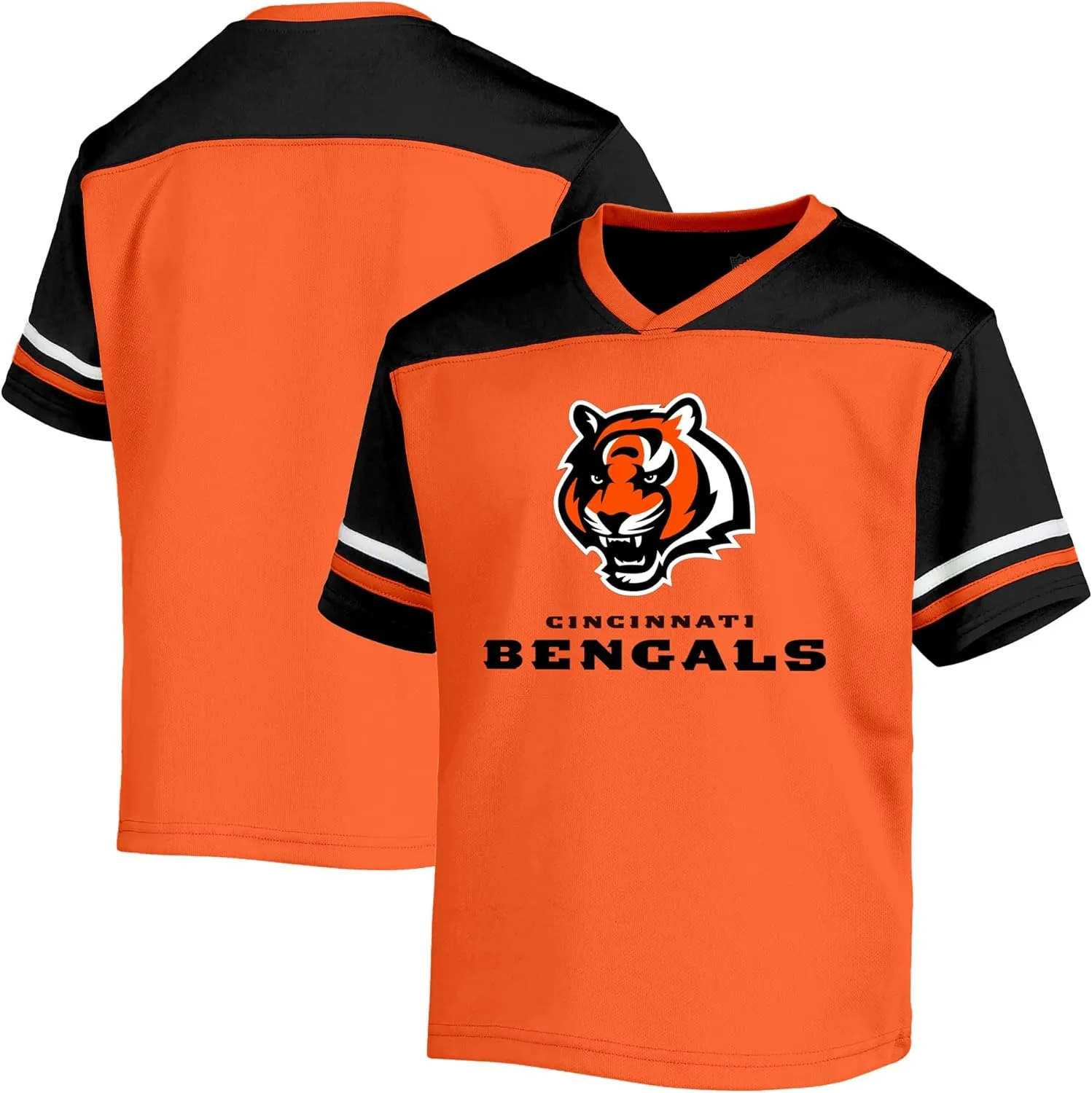 NFL Toddler 2-4 Officially Licensed Team Color V-Neck Wordmark Performance Primary Logo Jersey T-Shirt
