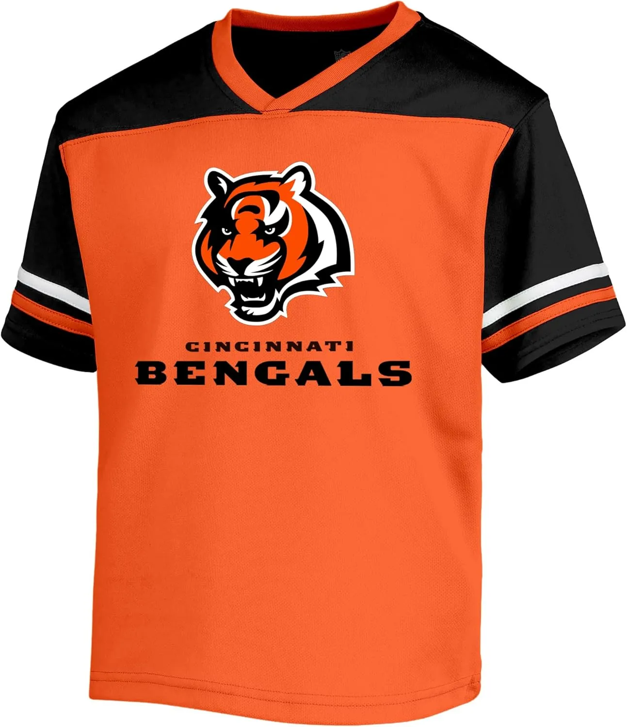 NFL Toddler 2-4 Officially Licensed Team Color V-Neck Wordmark Performance Primary Logo Jersey T-Shirt