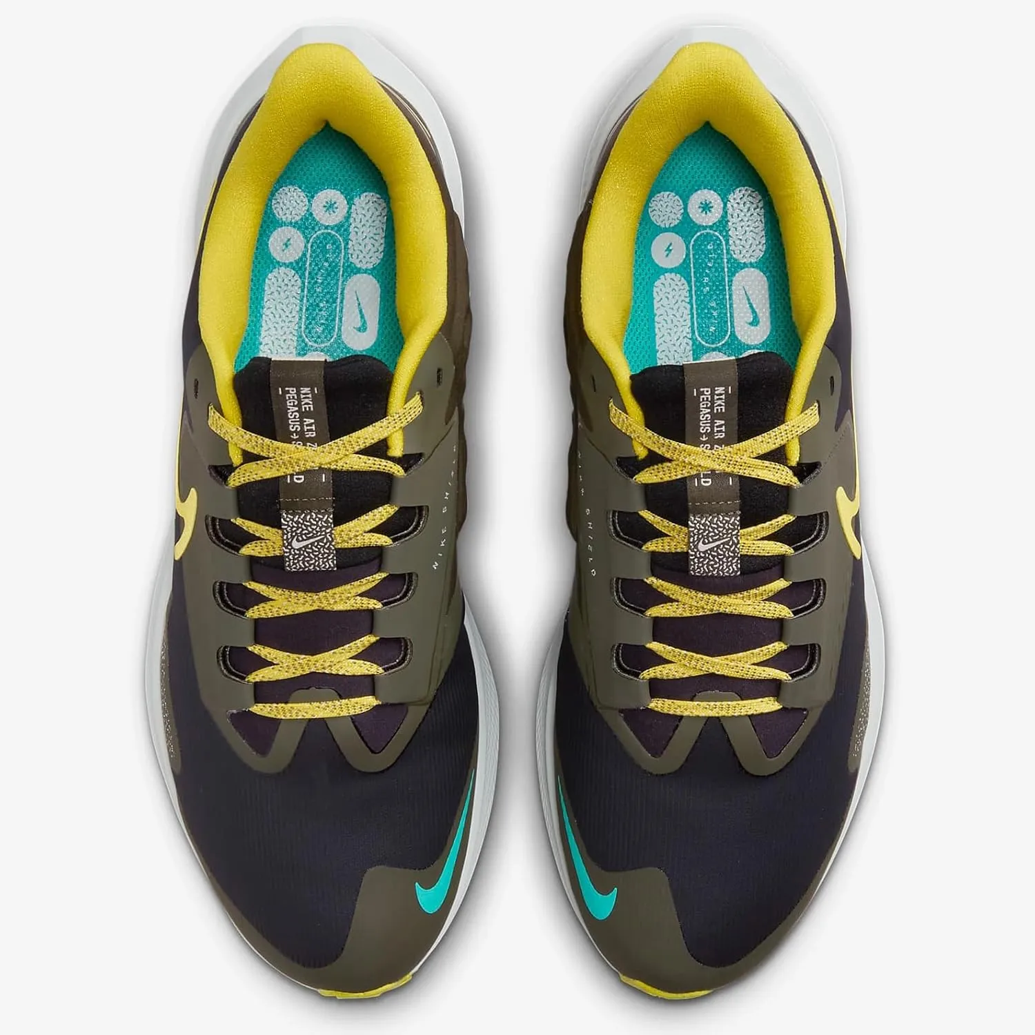 Nike Pegasus 39 Shield Men's Weatherized Road Running Shoes (FV8107-070, Black/Light Bone/Golden Beige/Vivid Sulfur)