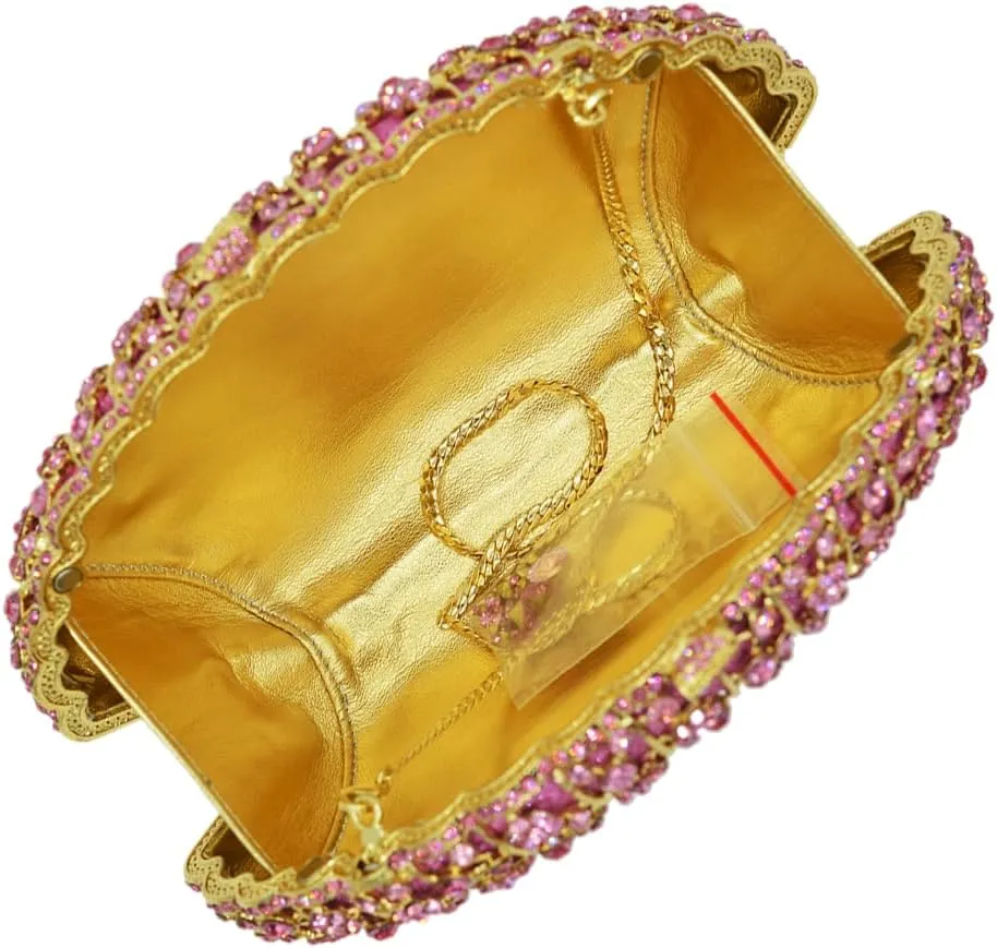 Noble Women Shell Crystal Clutch Rhinestone Evening Bag Seashell Clutch Purse Diamond Handbag for Party Cocktail