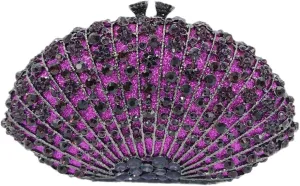 Noble Women Shell Crystal Clutch Rhinestone Evening Bag Seashell Clutch Purse Diamond Handbag for Party Cocktail