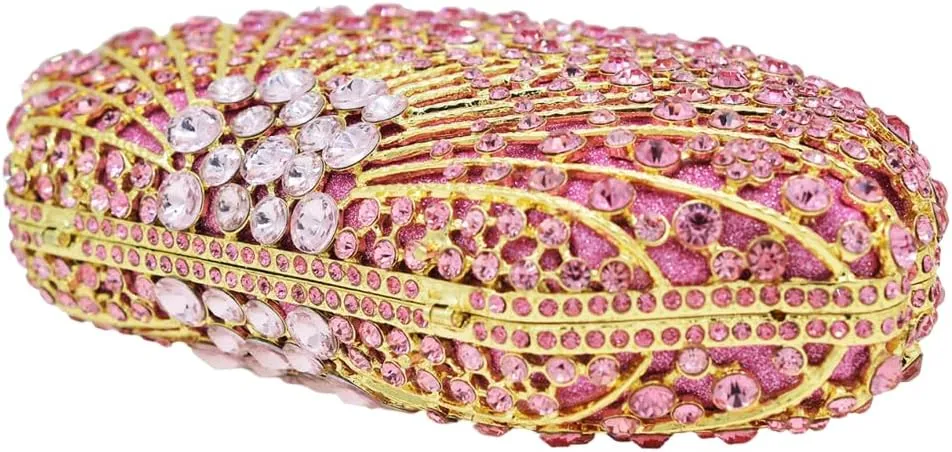 Noble Women Shell Crystal Clutch Rhinestone Evening Bag Seashell Clutch Purse Diamond Handbag for Party Cocktail