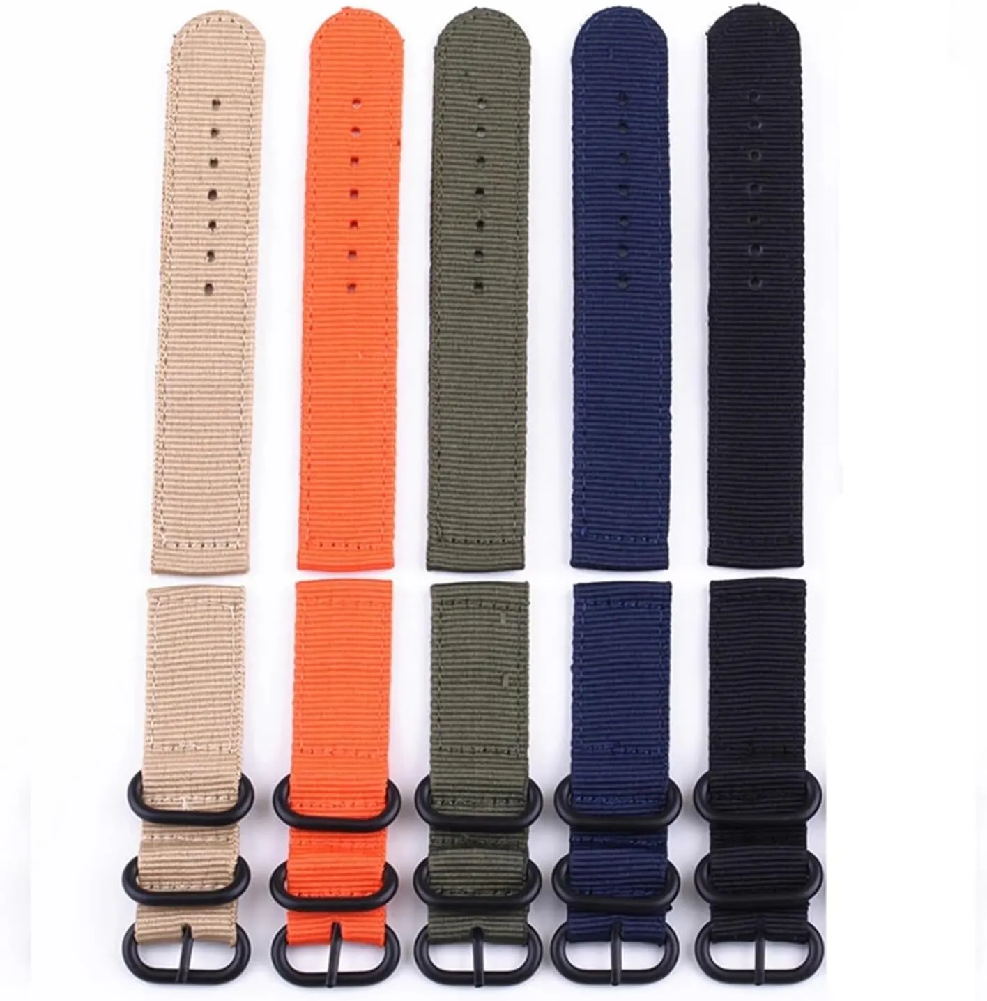 Nylon canvas watch strap 18mm 20mm 22mm 24mm circular buckle woven watchband Universal Clock Accessories Bracelet