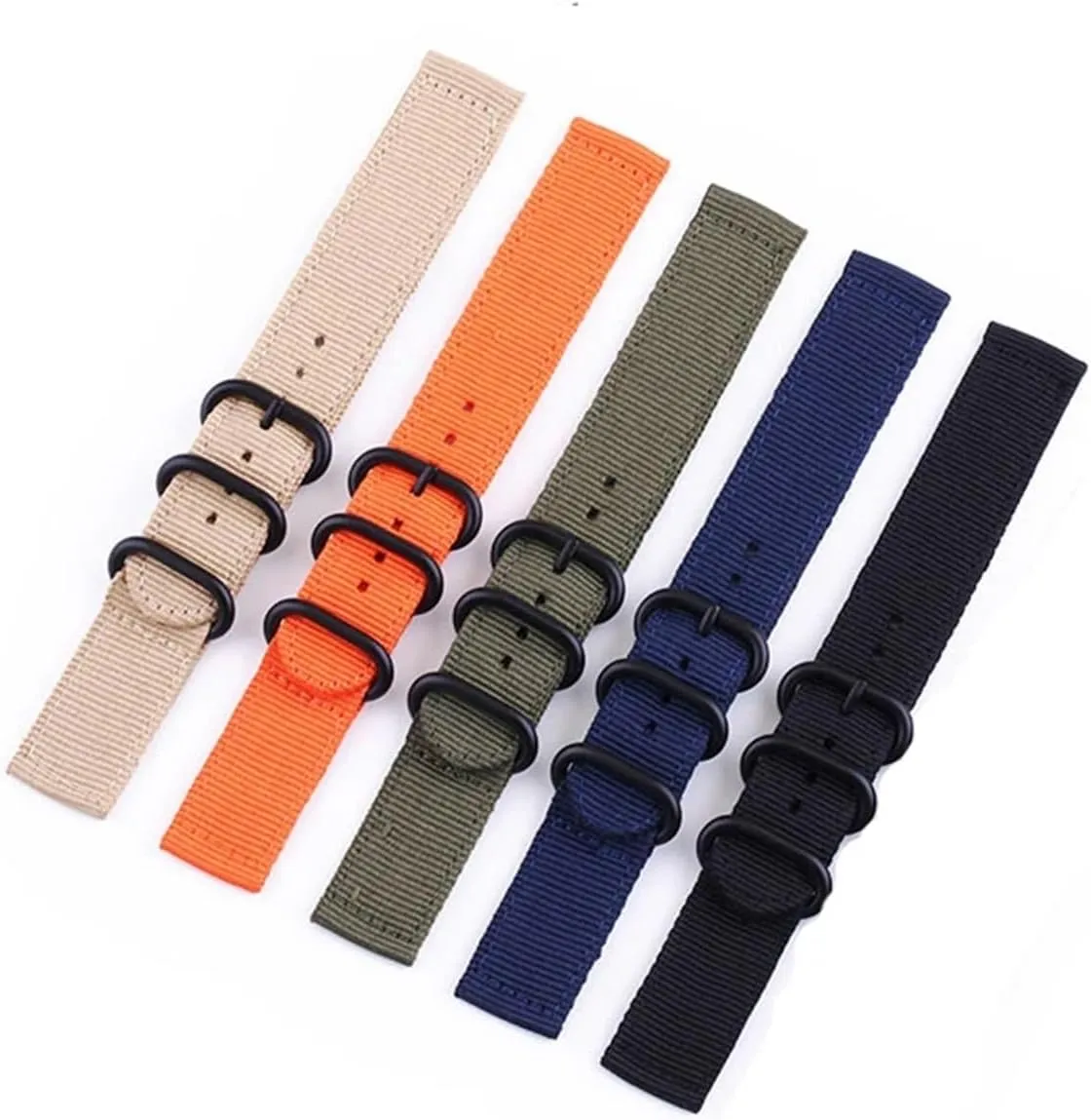 Nylon canvas watch strap 18mm 20mm 22mm 24mm circular buckle woven watchband Universal Clock Accessories Bracelet