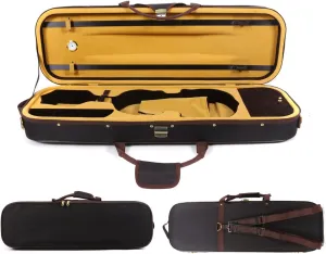 Oblong Violin Case 4/4 Full Size Violin Case Hard Violin Bags & Cases with 2 bow holder & Hygrometer & 2 Adjustable Back Straps 4/4 Violin Cases Backpack ca.1.62 kg(Style 3)