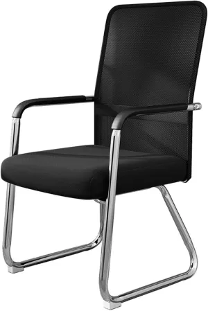 Office Desk Chair Ergonomic Office High Back Elastic Mesh Chair Black Back Guest Chair with Sled Base Swivel Chair