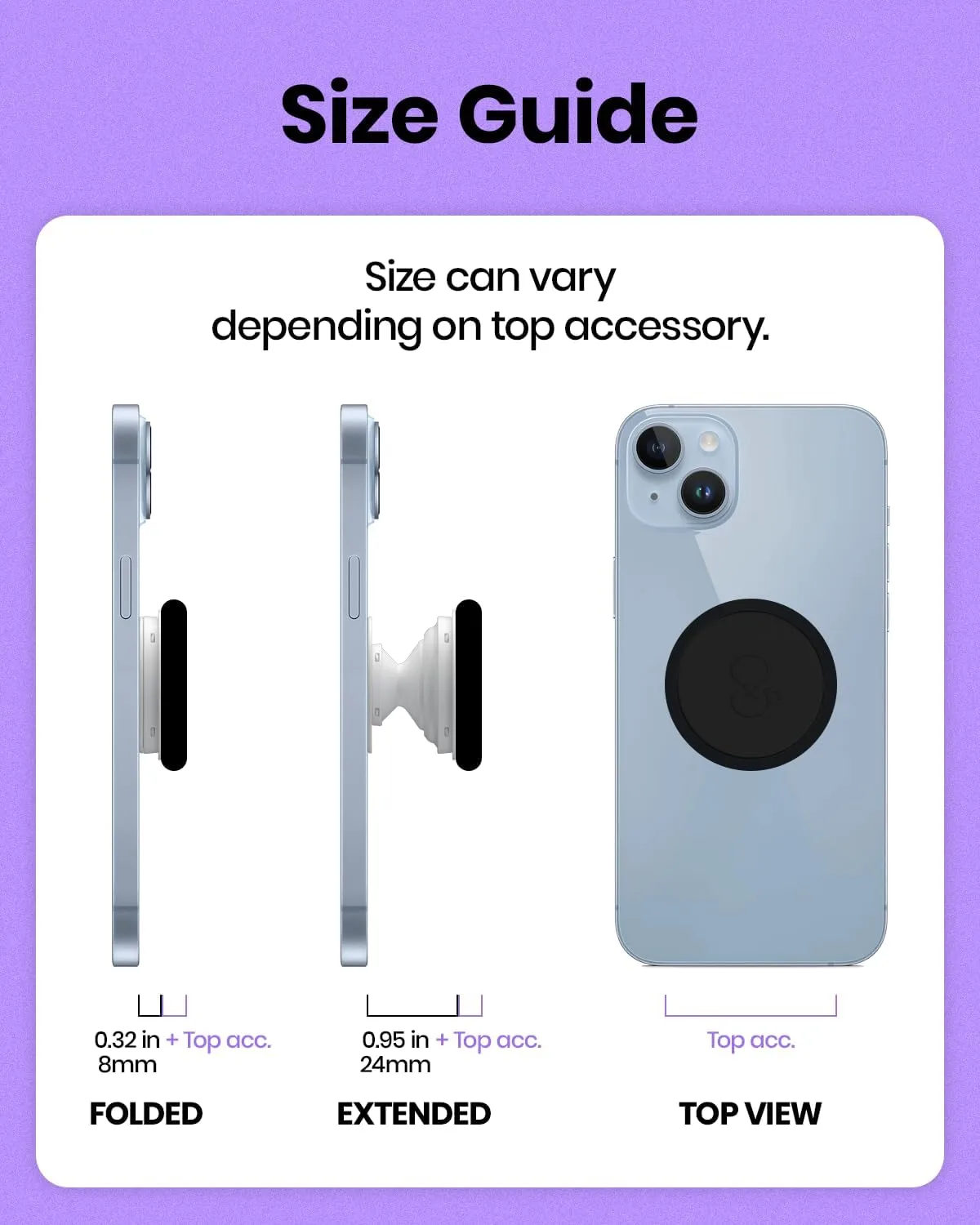 OnTheGrip Cute Solid Macaron Color Heart Shape Collapsible Mobile Phone Grip Stand Holder for Smartphone Tablet Cell Phone Accessory (Black)