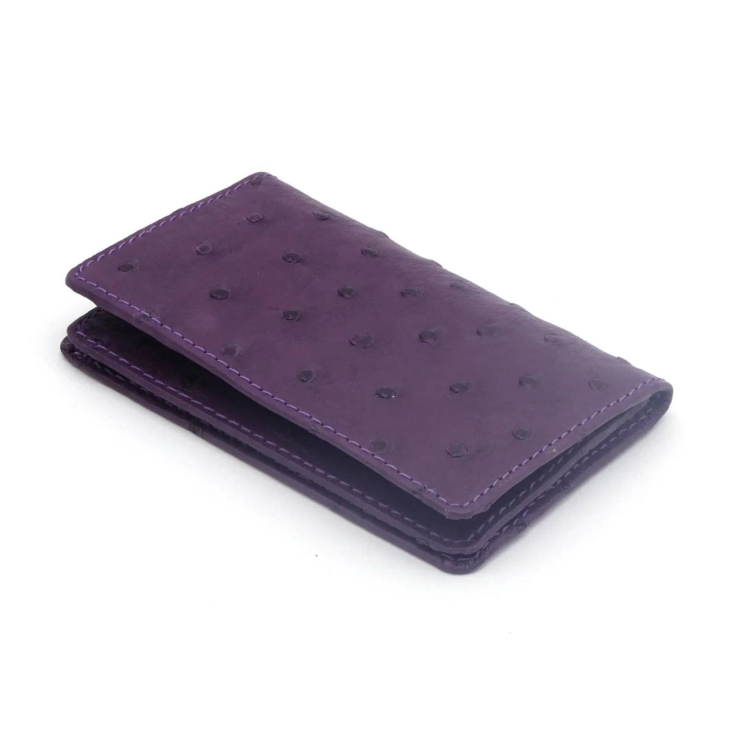 Ostrich Leather Business Card Holder Wallet