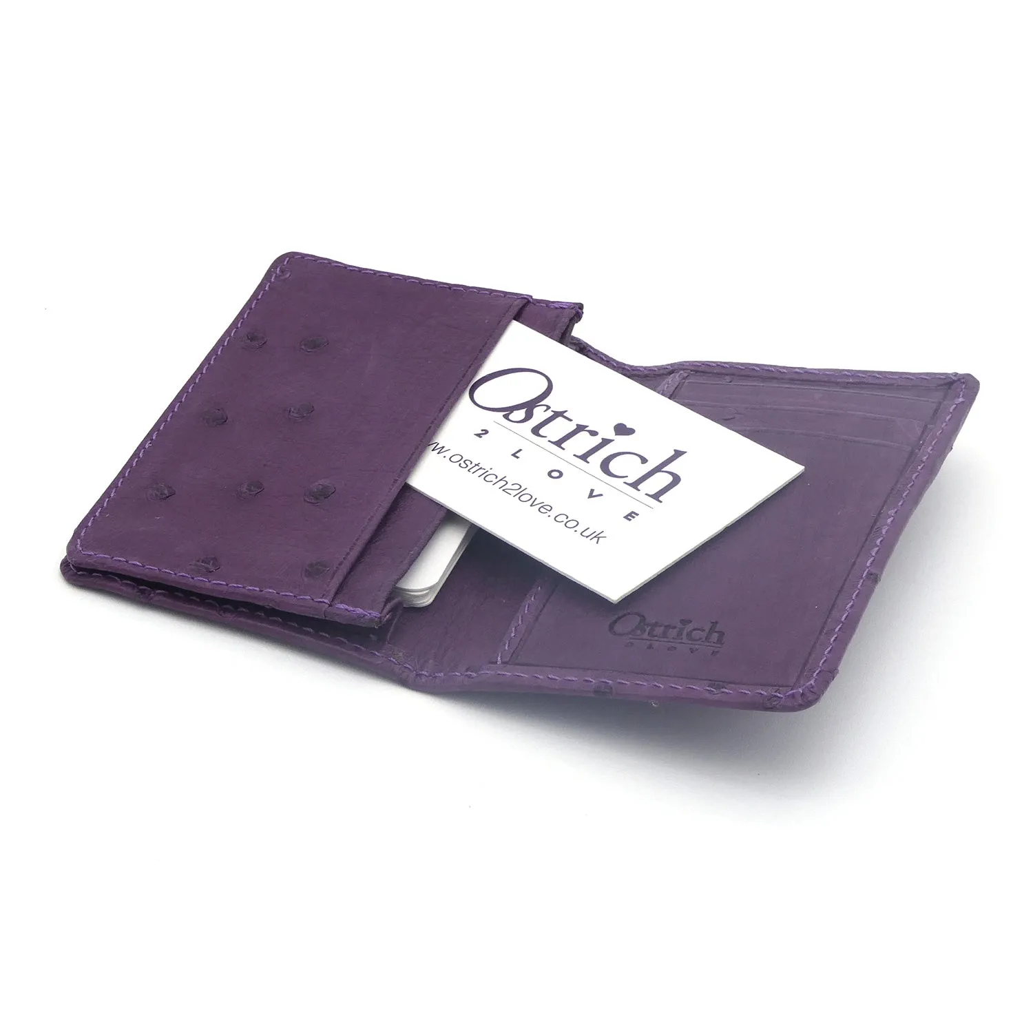 Ostrich Leather Business Card Holder Wallet