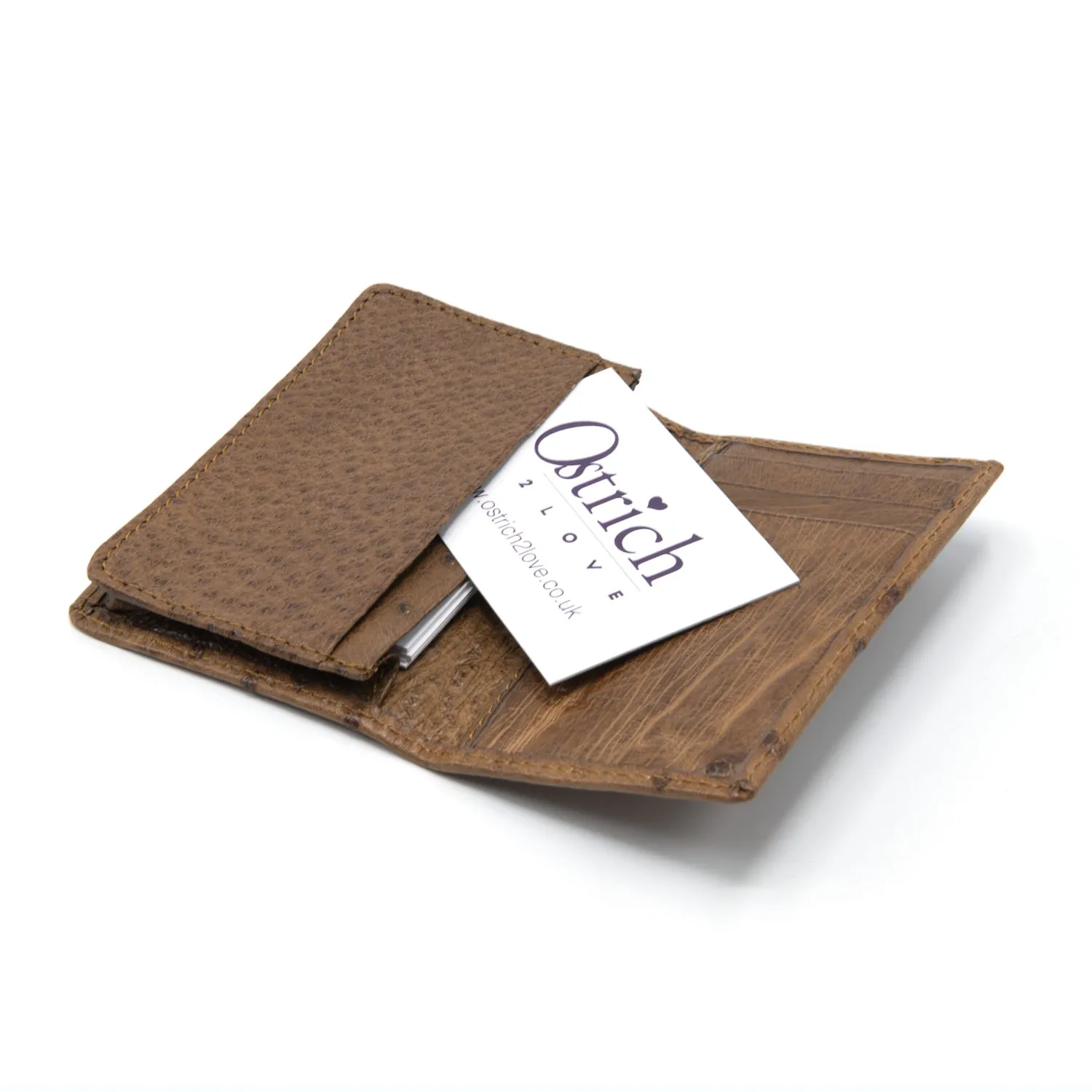 Ostrich Leather Business Card Holder Wallet