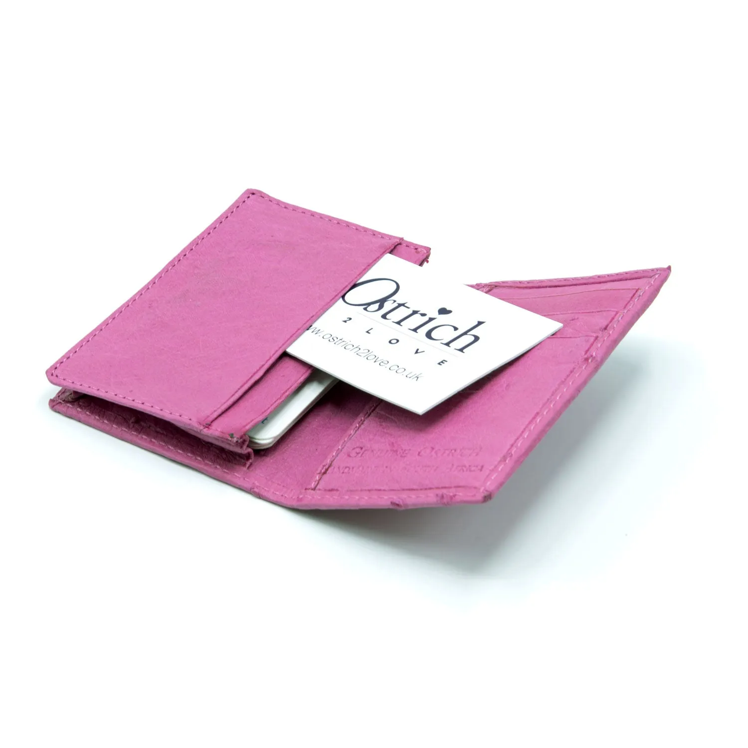 Ostrich Leather Business Card Holder Wallet