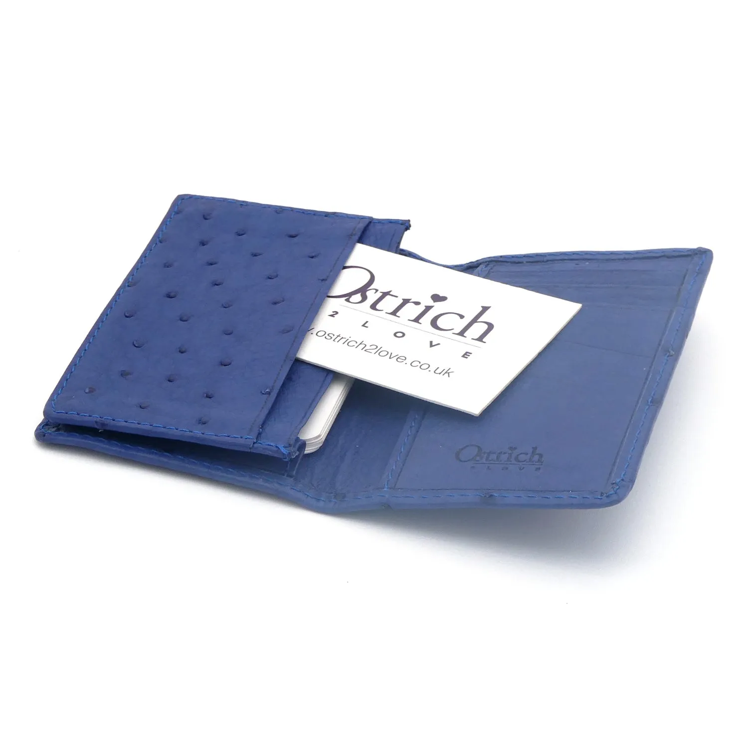 Ostrich Leather Business Card Holder Wallet
