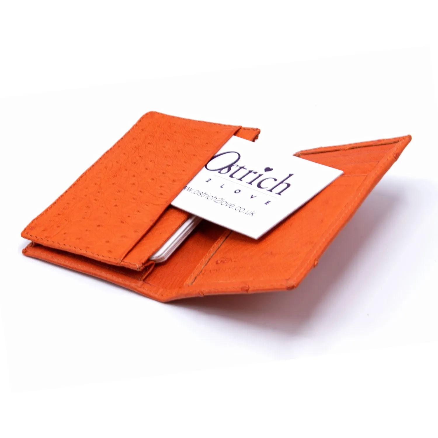 Ostrich Leather Business Card Holder Wallet