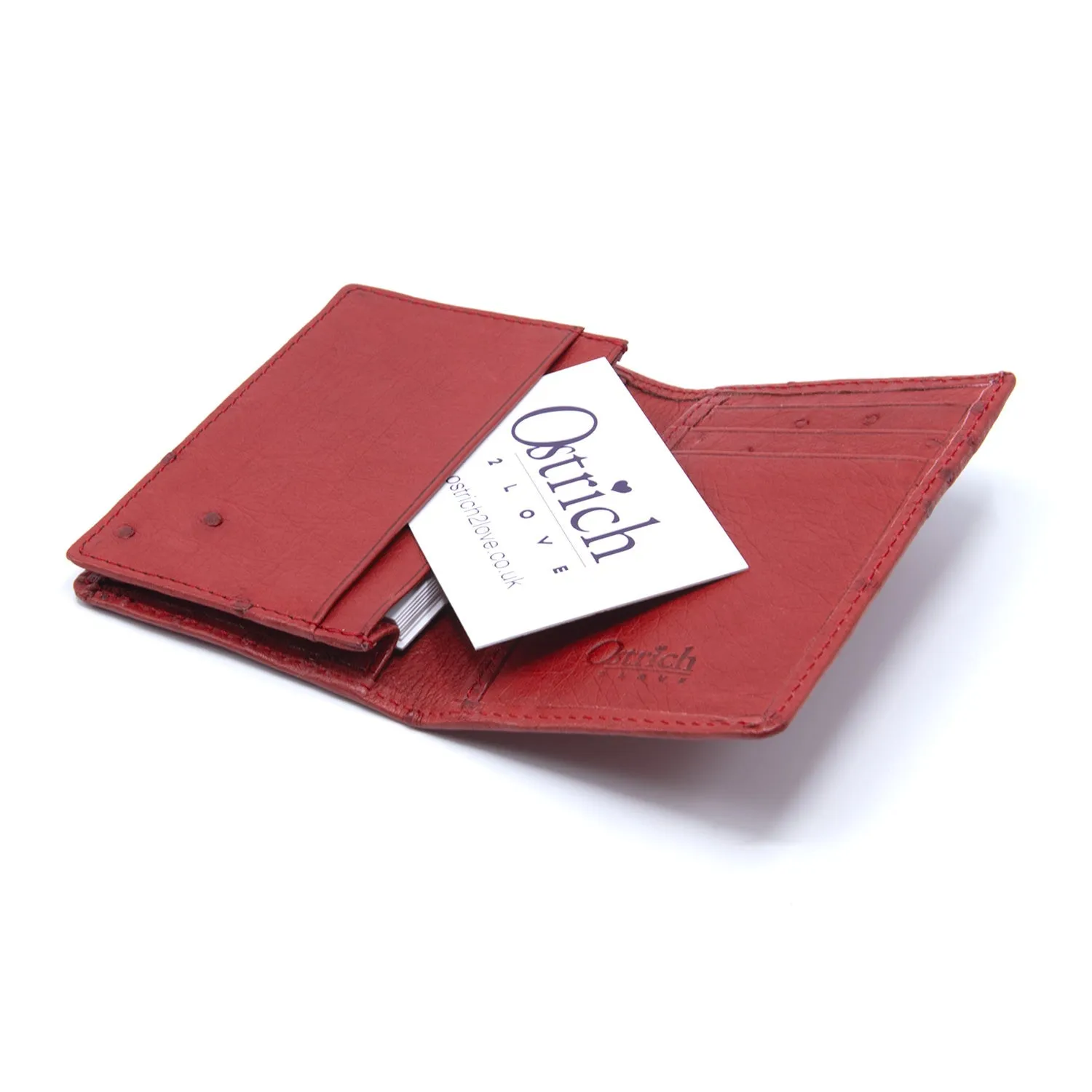 Ostrich Leather Business Card Holder Wallet